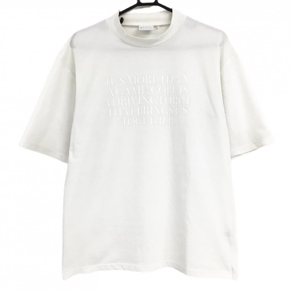 テーラーメイド 半袖ハイネックシャツ 白 胸プリント メンズ S ゴルフウェア 2024年モデル TaylorMade