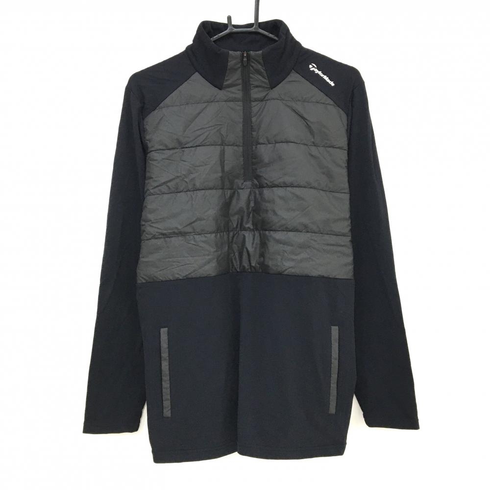 美品】テーラーメイド 長袖ハイネックシャツ 黒 前身頃上部中綿 ハーフ 美品】テーラーメイド 長袖ハイネックシャツ 黒 前身頃上部中綿 ハーフ