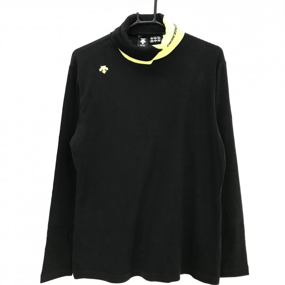 デサントゴルフ 長袖ハイネックシャツ 黒×イエロー 肩ロゴ 中田英寿  メンズ XO(3L) ゴルフウェア DESCENTE
