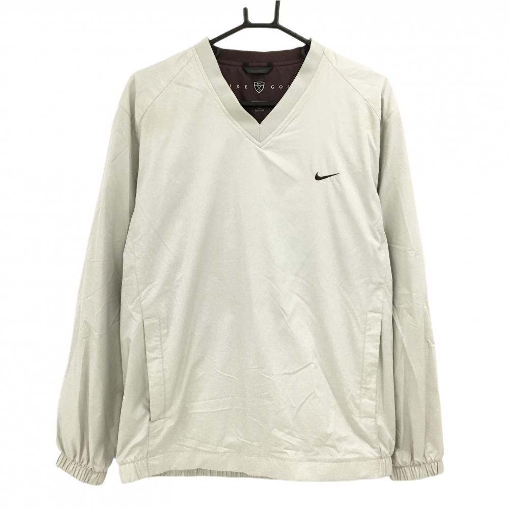 ナイキ スニード ライトグレー 内側ボルドー ロゴ刺しゅう 目メッシュ裏地 Vネック メンズ LGG ゴルフウェア NIKE