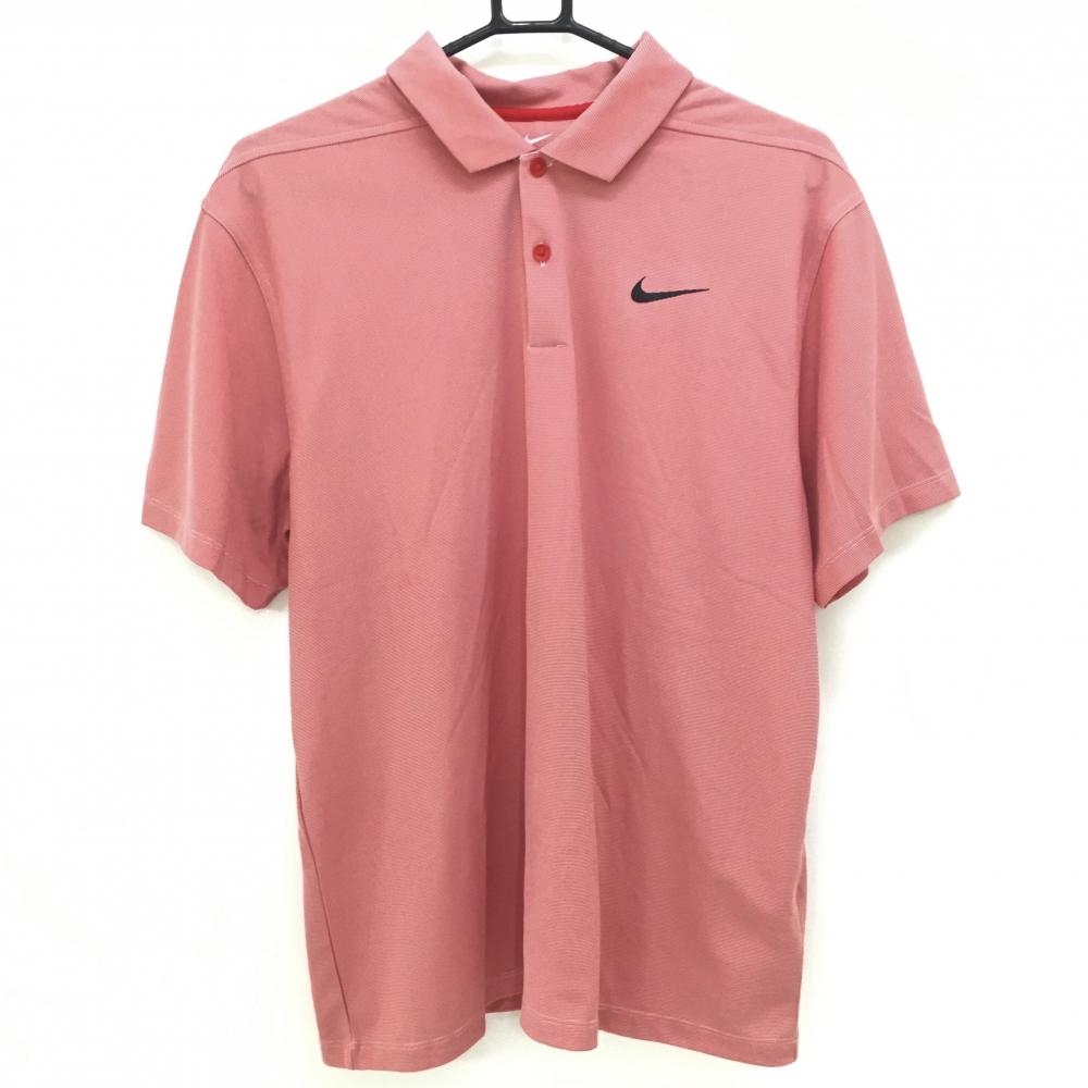 【超美品】ナイキ×CLUBHAUS 半袖ポロシャツ レッド 地模様 メンズ XL ゴルフウェア NIKE 画像