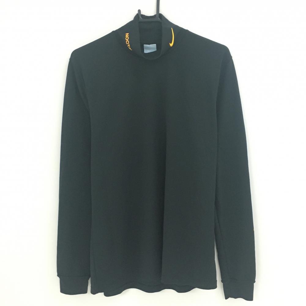 【超美品】ナイキ×NOCTA 長袖ハイネックシャツ 黒×オレンジ系 ネックロゴ メンズ L　G　G ゴルフウェア NIKE