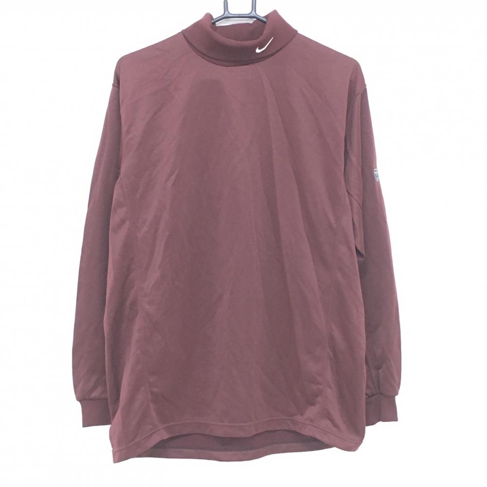【美品】ナイキゴルフ 長袖タートルネックネックシャツ ボルドー ネックロゴ刺しゅう メンズ LGG ゴルフウェア NIKE