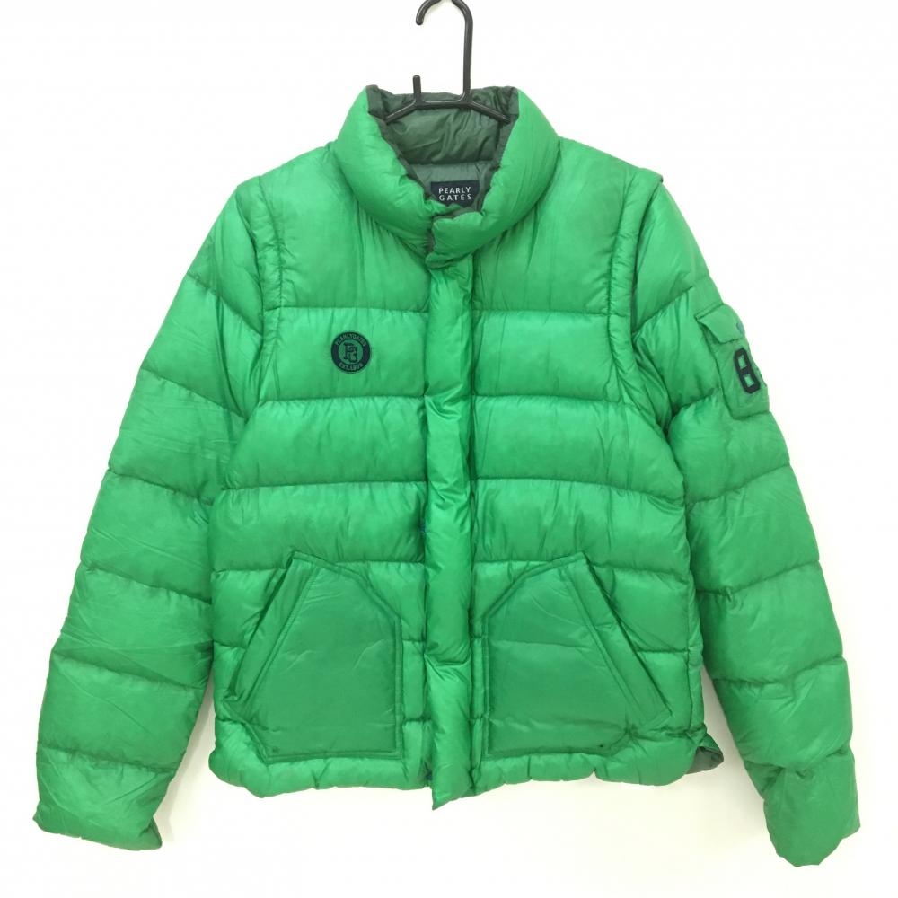 美品】パーリーゲイツ 2WAYダウンジャケット グリーン 袖着脱可 メンズ