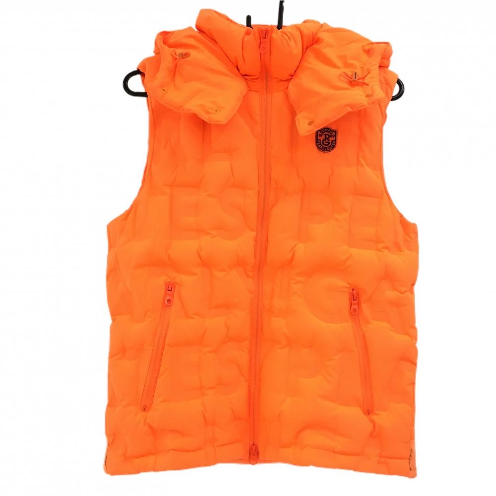 パーリーゲイツ 2WAYダウンベスト 蛍光オレンジ ロゴ型押し フード着脱可  メンズ 4(M) ゴルフウェア PEARLY GATES 画像