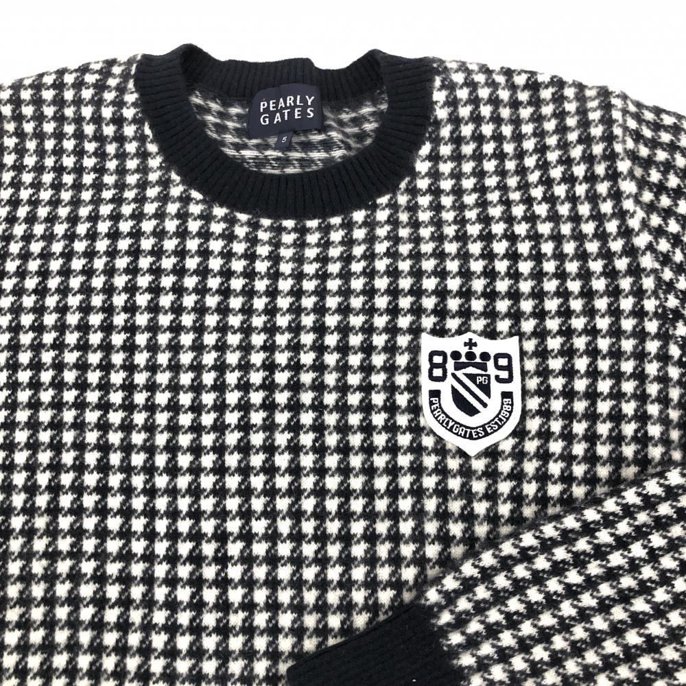 美品】パーリーゲイツ セーター ネイビー×白 千鳥格子 カシミヤ100