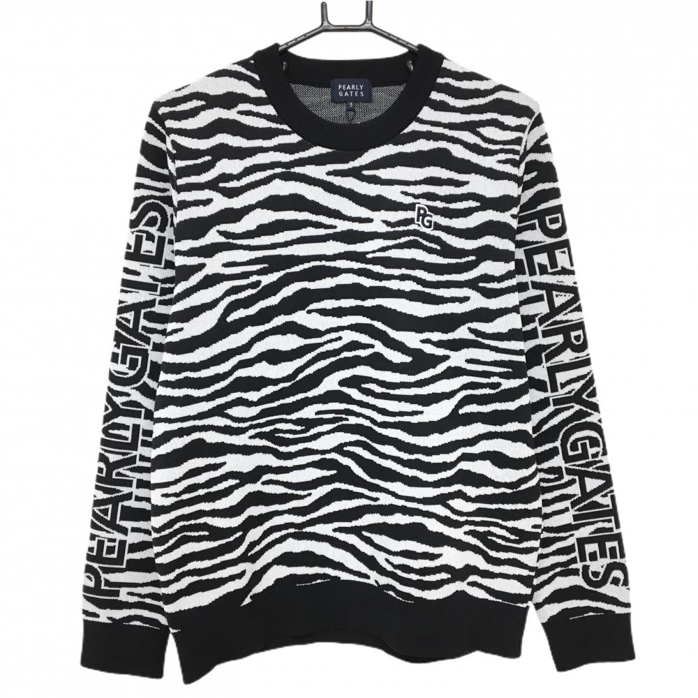 パーリーゲイツ　ニット　総柄　黒　白　XL〜XXL相当 セーター 綿100% 5 PEARLY GATES（パーリーゲイツ） 【新品】パーリーゲイツ セーター