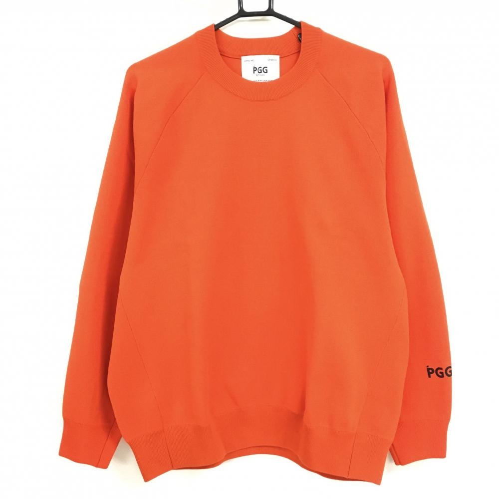 【超美品】パーリーゲイツ セーター オレンジ 袖ロゴプリント ニット メンズ 4(M) ゴルフウェア PEARLY GATES