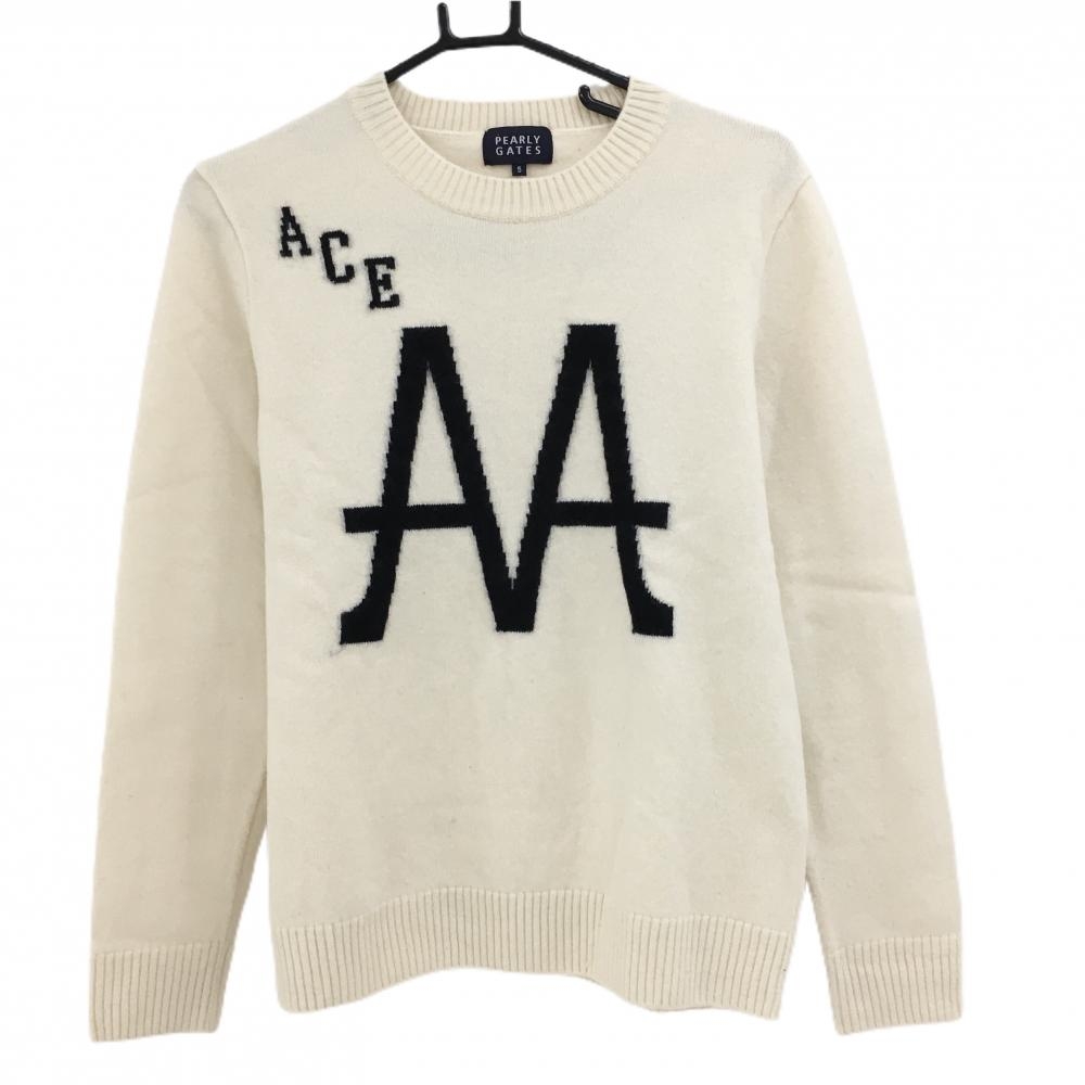 パーリーゲイツ セーター アイボリー×黒 ウール ニット メンズ 5(L) ゴルフウェア PEARLY GATES