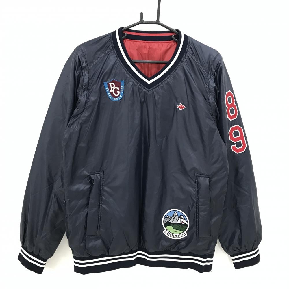 パーリーゲイツ 中綿リバーシブルスニード ネイビー×白 4WAY Vネック 袖着脱可 メンズ 5(L) ゴルフウェア PEARLY GATES