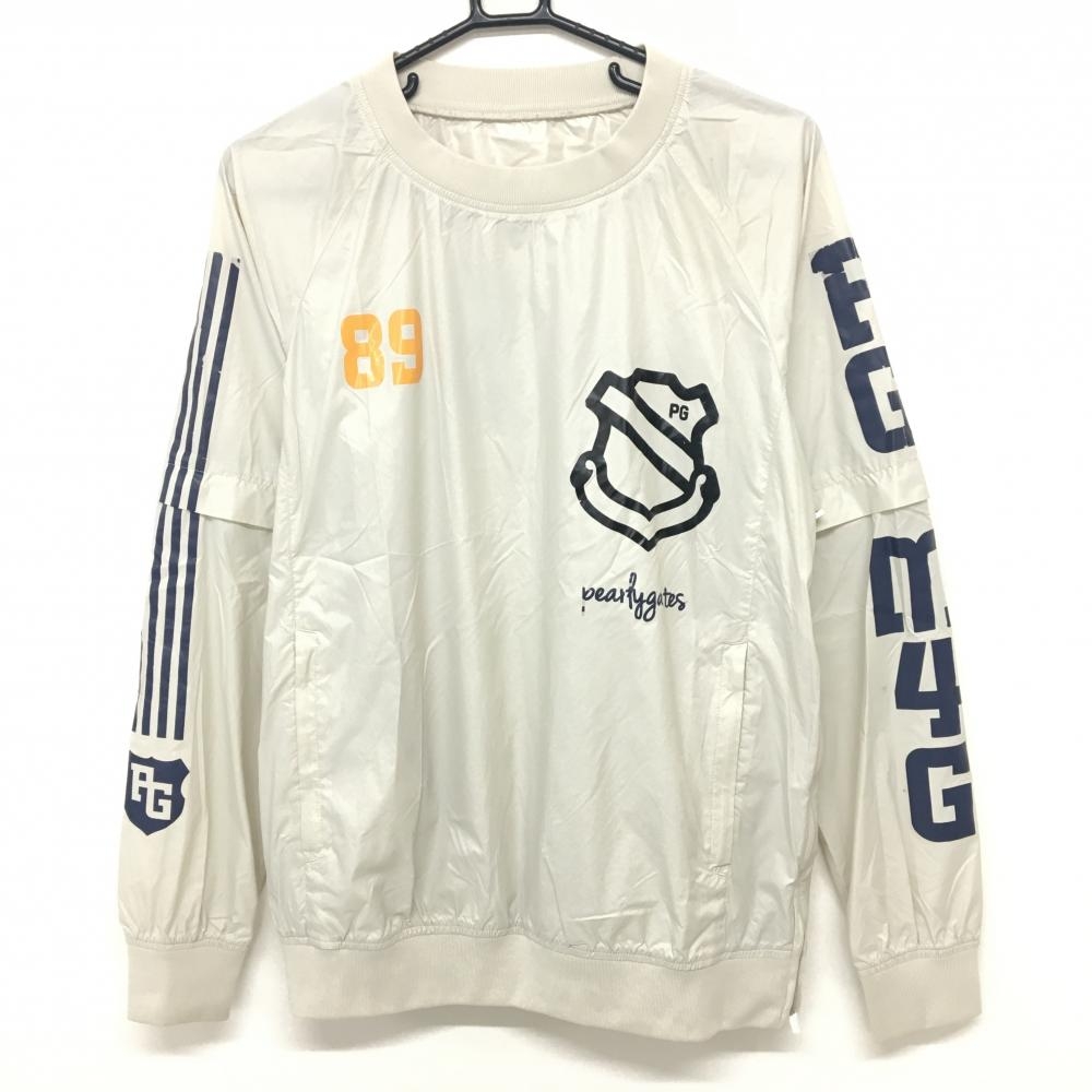 パーリーゲイツ 2WAYスニード ライトベージュ×ネイビー 袖プリント 袖着脱可 ブルゾン メンズ 4(M) ゴルフウェア PEARLY GATES