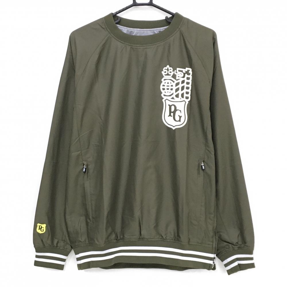 【超美品】パーリーゲイツ スニード カーキ×白 蓄熱裏地 袖口・裾ライン ブルゾン メンズ 5(L) ゴルフウェア PEARLY GATES