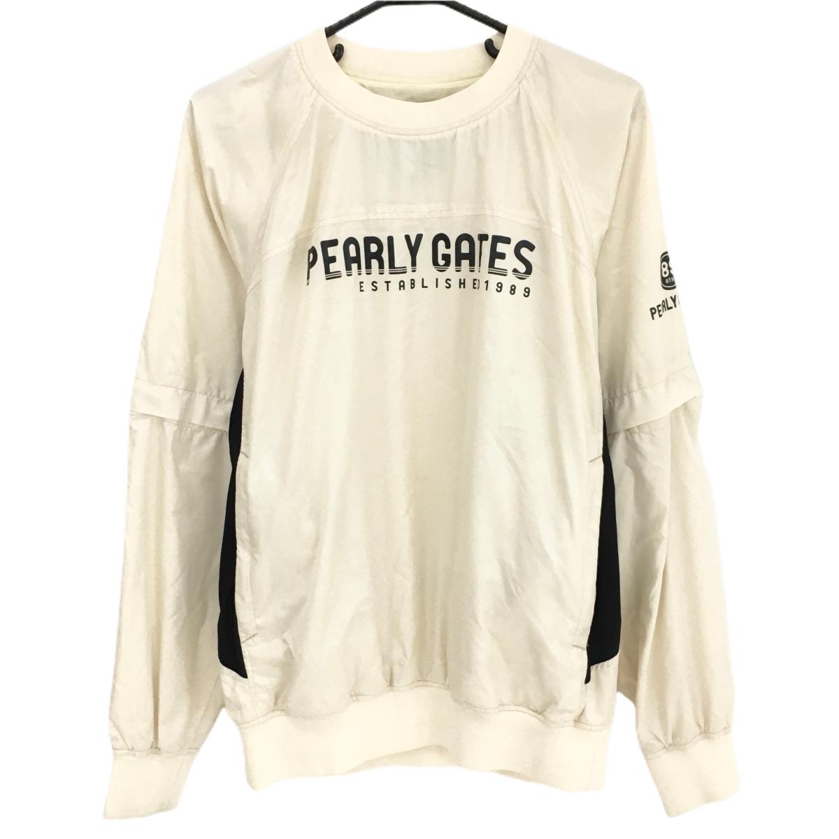 パーリーゲイツ 2WAYスニード ベージュ×黒 ロゴプリント メッシュ裏地 袖着脱可 ブルゾン メンズ 5(L) ゴルフウェア PEARLY GATES