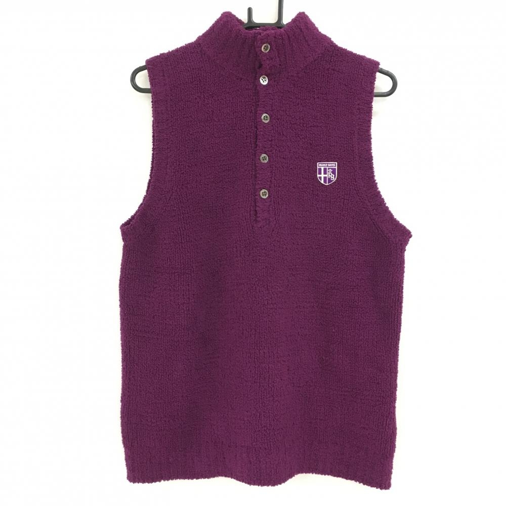超美品】パーリーゲイツ ニットベスト パープル ハイネック メンズ 5(L