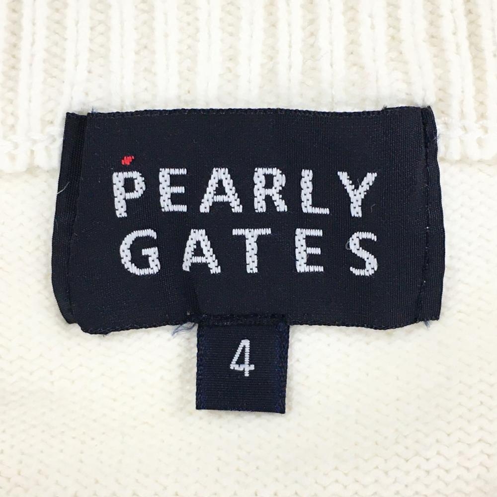 超美品】パーリーゲイツ ニットベスト 白 フロントうさ耳・ロゴ地模様