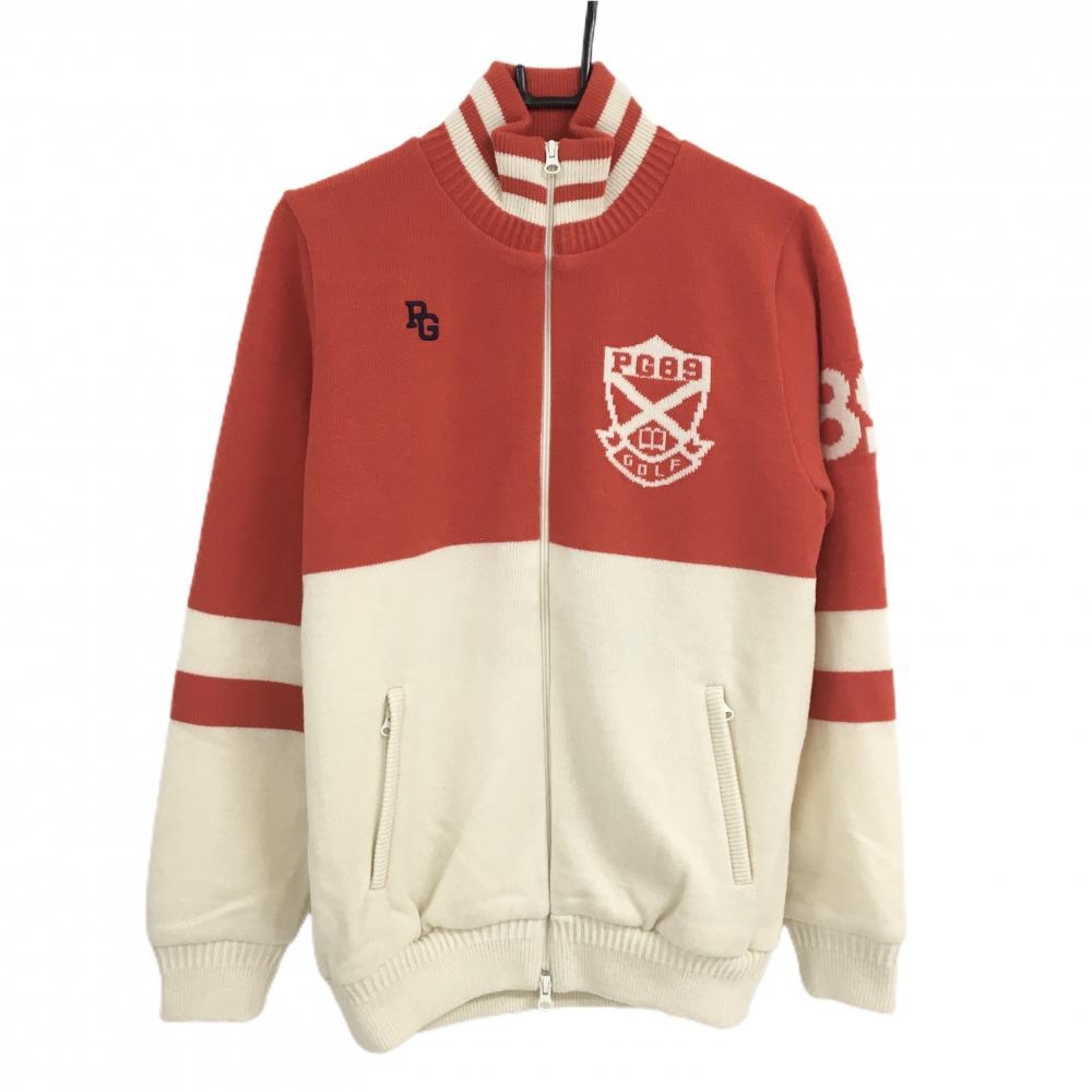 【新品】パーリーゲイツ ニットジャケット ベージュ×レッド 裏地メッシュ DIAPLEX ブルゾン メンズ 5(L) ゴルフウェア PEARLY GATES
