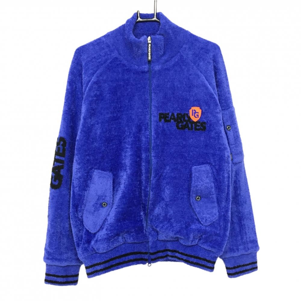 PEARLY GATES パーリーゲイツ　ニットブルゾン　DIAPLEX 1 新品】パーリーゲイツ ニットジャケット ブルー×黒 起毛 DiAPLEX 裏地