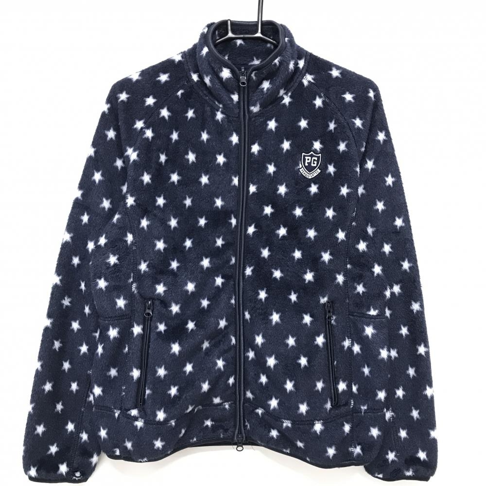 【超美品】パーリーゲイツ フリースジャケット ネイビー×白 星総柄 メンズ 4(M) ゴルフウェア PEARLY GATES