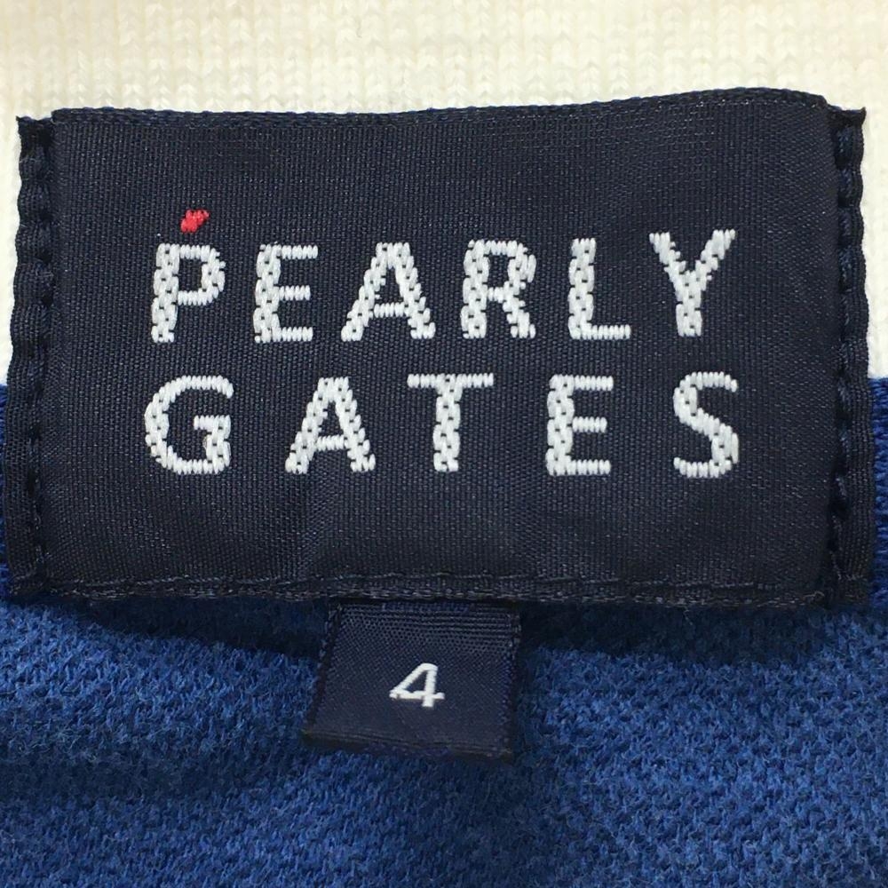 パーリーゲイツ 半袖ポロシャツ ネイビー×白 ヤシの木柄 メンズ