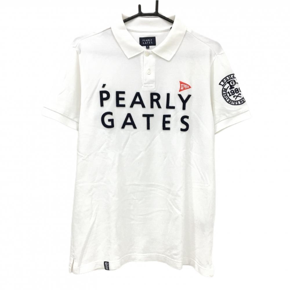 パーリーゲイツ メンズポロシャツ 白 PEARLY GATES ポロシャツ Lサイズ