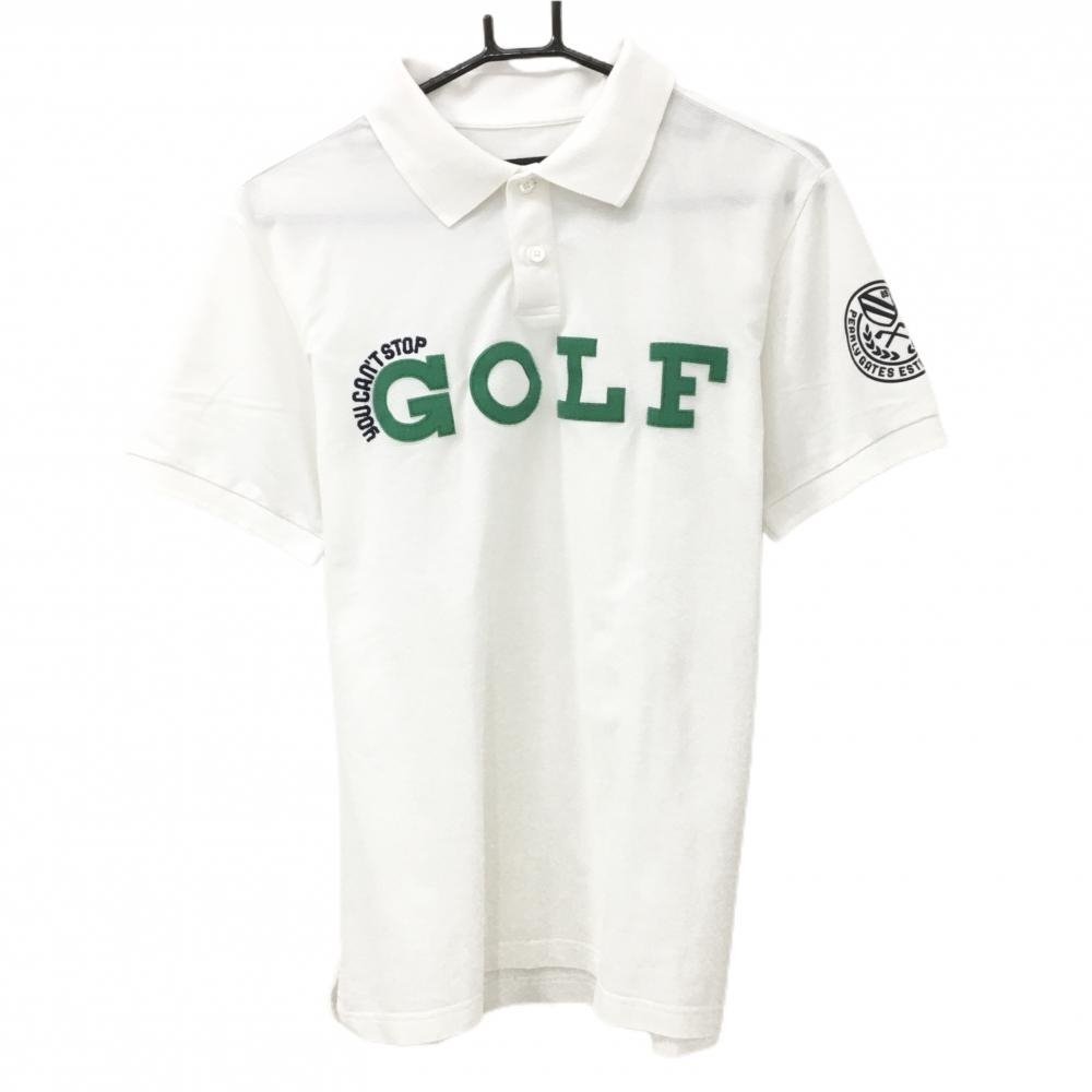 タグ付✨パーリーゲイツ 半袖ポロシャツ ワッペン 刺繍 ロゴ ホワイト 4(M) タグ付✨パーリーゲイツ 半袖ポロシャツ ワッペン 刺繍 ロゴ ホワイト