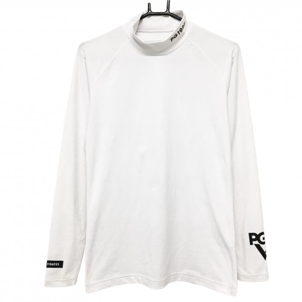 パーリーゲイツ ハイネックインナーシャツ 白×ネイビー ロゴプリント メンズ 4(M) ゴルフウェア PEARLY GATES
