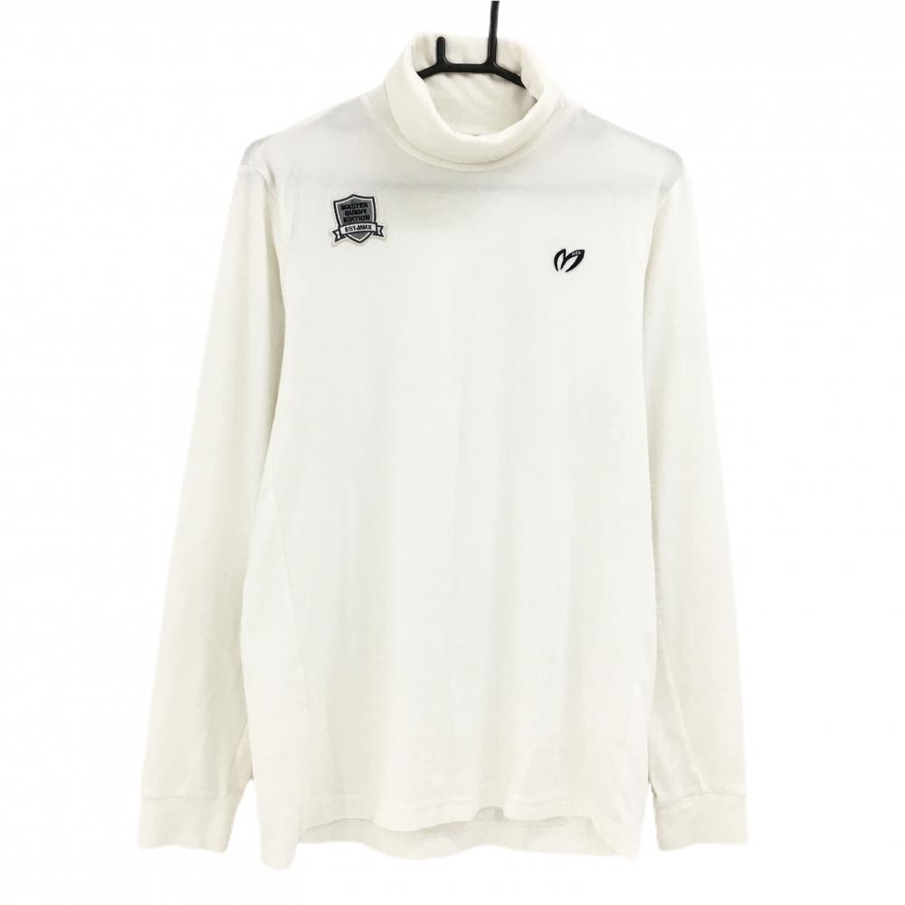 【美品】パーリーゲイツ 長袖ハイネックシャツ 白 表微起毛 アクリル混 メンズ 5(L) ゴルフウェア PEARLY GATES