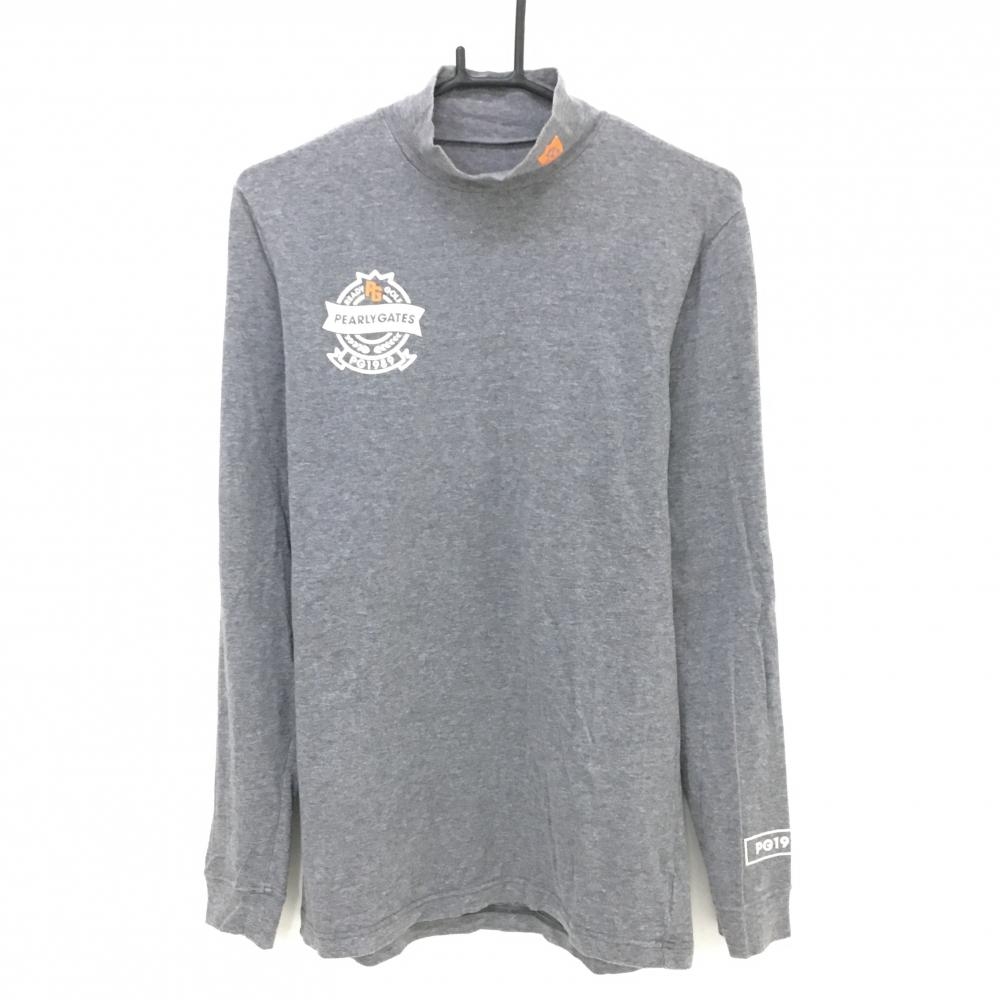 パーリーゲイツ 長袖ハイネックシャツ 杢グレー ロゴ白 メンズ 5(L) ゴルフウェア PEARLY GATES
