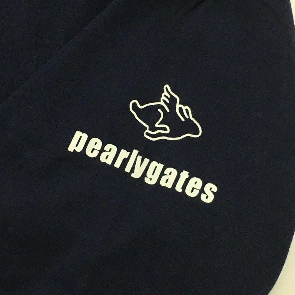 パーリーゲイツ　長袖シャツ　5 パーリーゲイツ 長袖ハイネックシャツ ネイビー×白 ロゴプリント