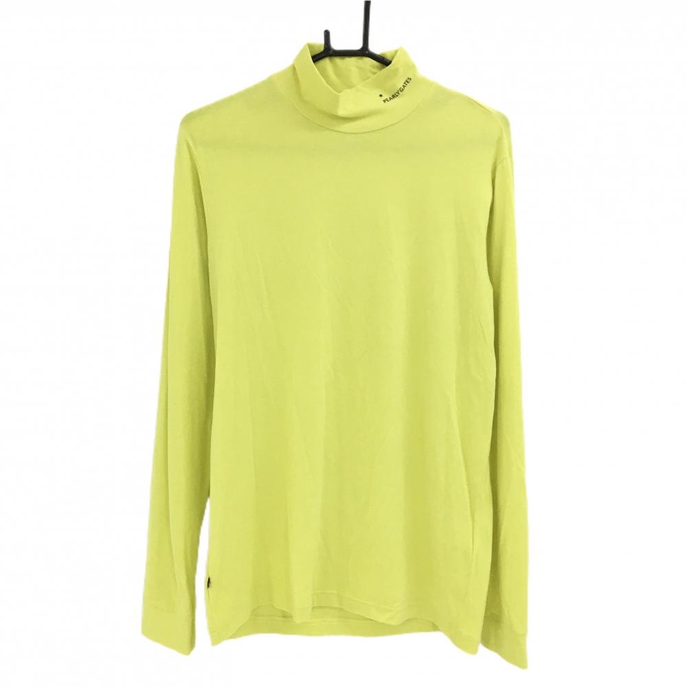 美品】パーリーゲイツ 長袖ハイネックシャツ イエロー×黒 ネックロゴ