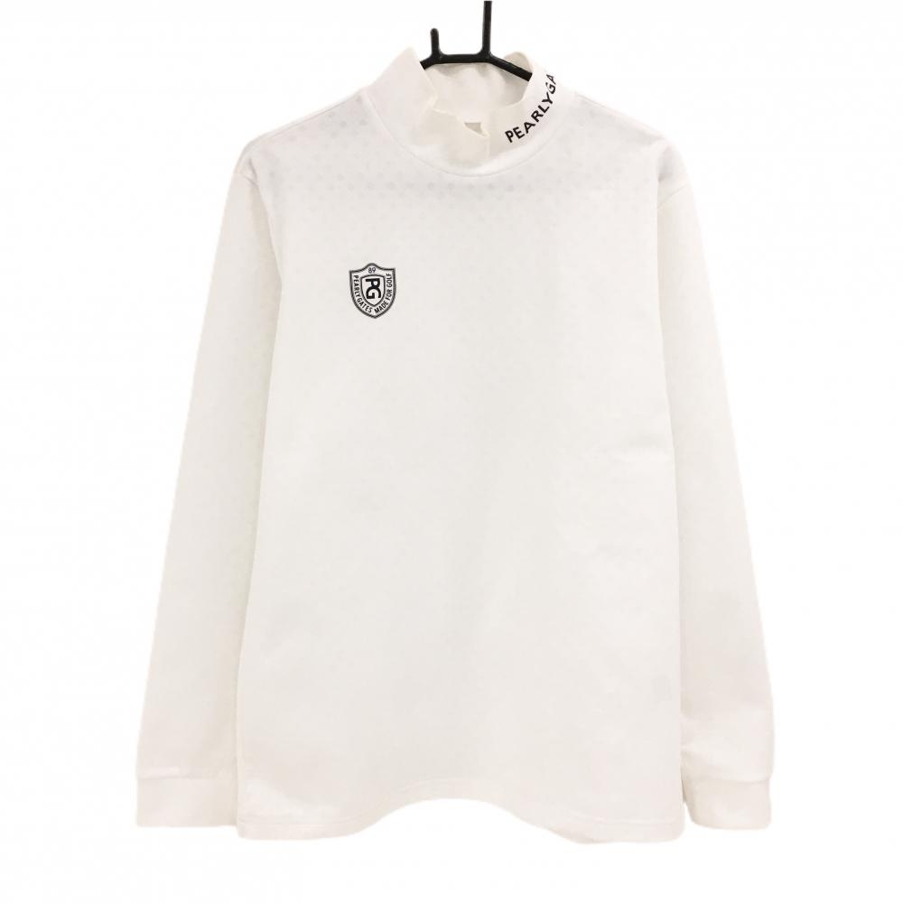 パーリーゲイツ 長袖ハイネックシャツ 白 地模様 ネックロゴ メンズ 6