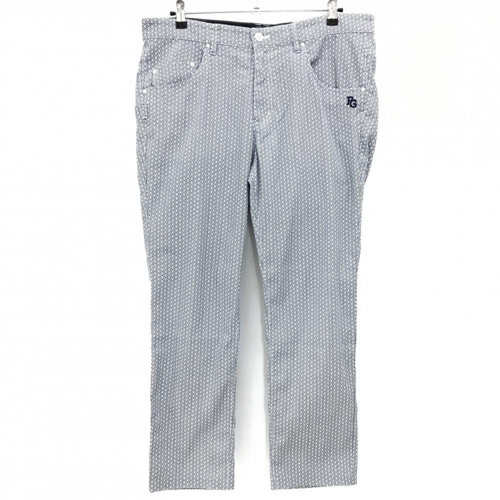 パーリーゲイツ パンツ 白×ネイビー ニコちゃん総柄 スマイル 後ろバンダナ メンズ 7(2XL) ゴルフウェア PEARLY GATES 画像