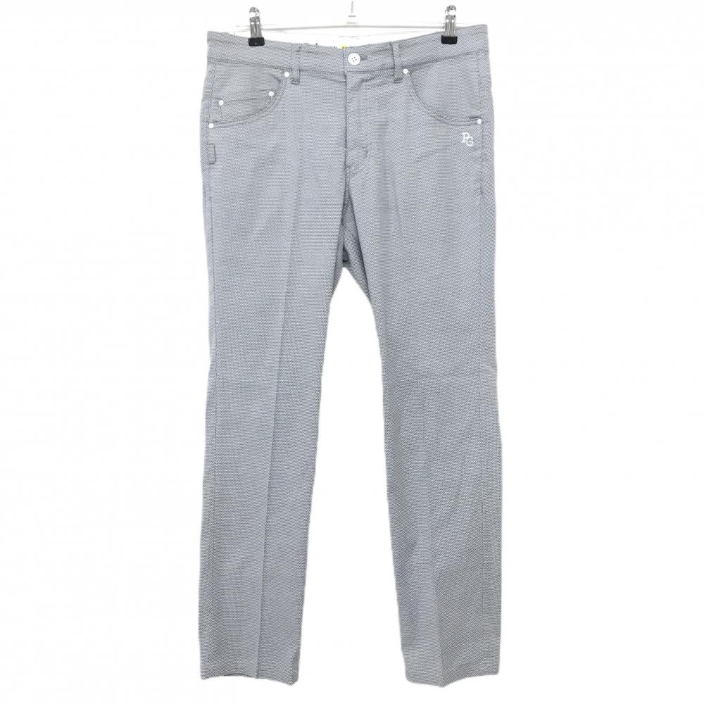 【超美品】パーリーゲイツ パンツ 白×グレー 細目ジグザグ斜めストライプ ストレッチ メンズ 4(M) ゴルフウェア PEARLY GATES