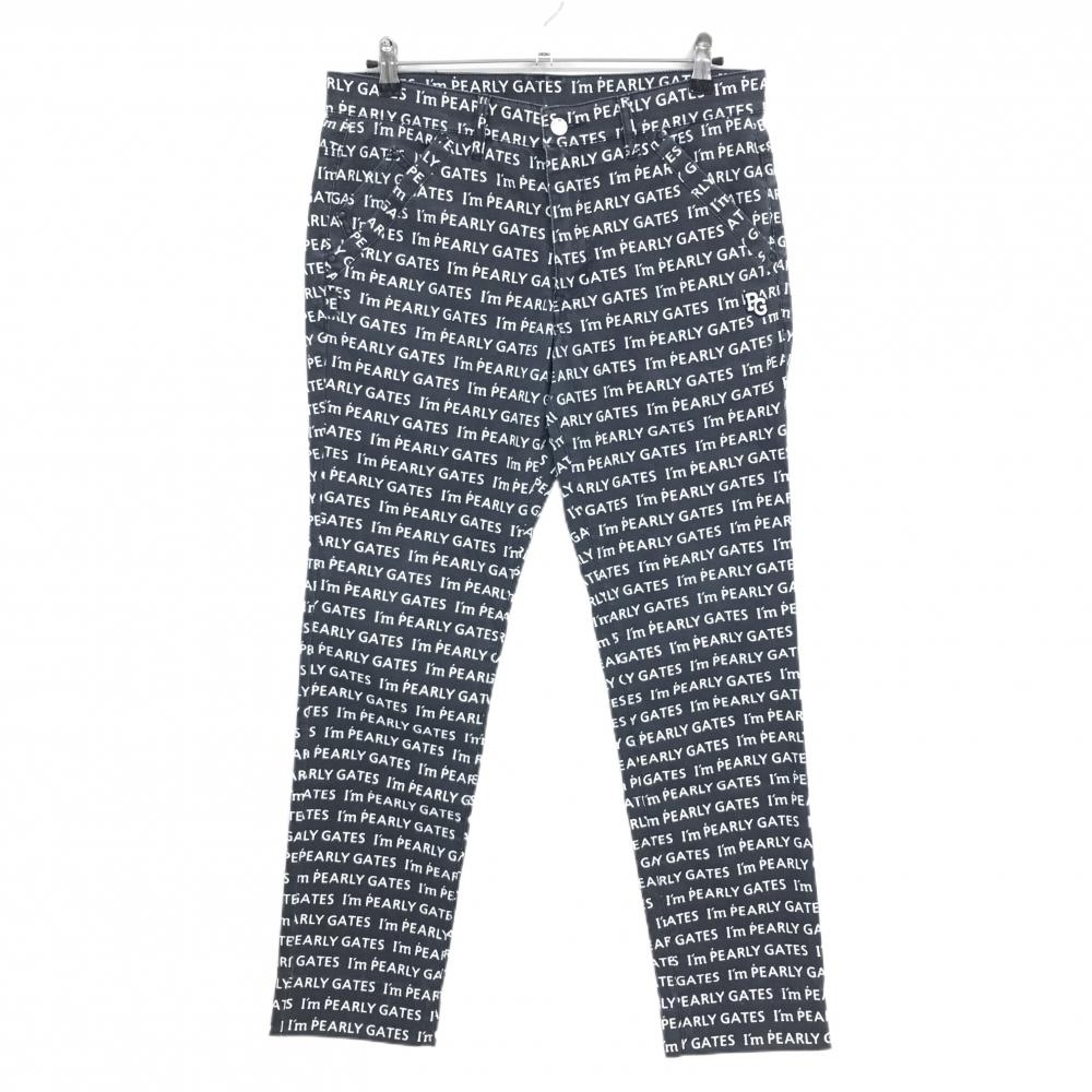 パーリーゲイツ パンツ 黒×白 ロゴ総柄 30周年 メンズ 5(L) ゴルフウェア PEARLY GATES