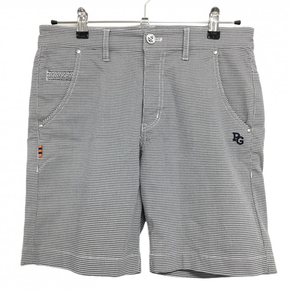 【超美品】パーリーゲイツ ハーフパンツ ネイビー×白 ギザギザ細ボーダー ストレッチ メンズ 3(S) ゴルフウェア PEARLY GATES