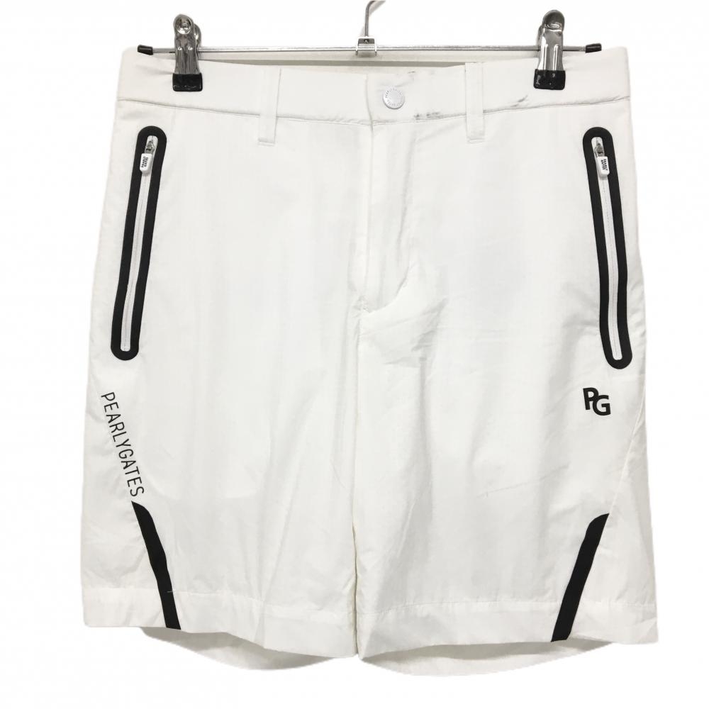 パーリーゲイツ ハーフパンツ 白×黒 地模様 ナイロン 裏地メッシュ メンズ 3(S) ゴルフウェア 2024年モデル PEARLY GATES