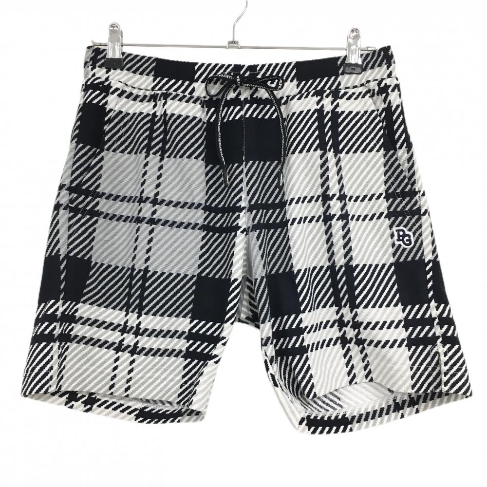 【超美品】パーリーゲイツ ハーフパンツ 黒×白 チェック織生地 メンズ 4(M) ゴルフウェア 2023年モデル PEARLY GATES