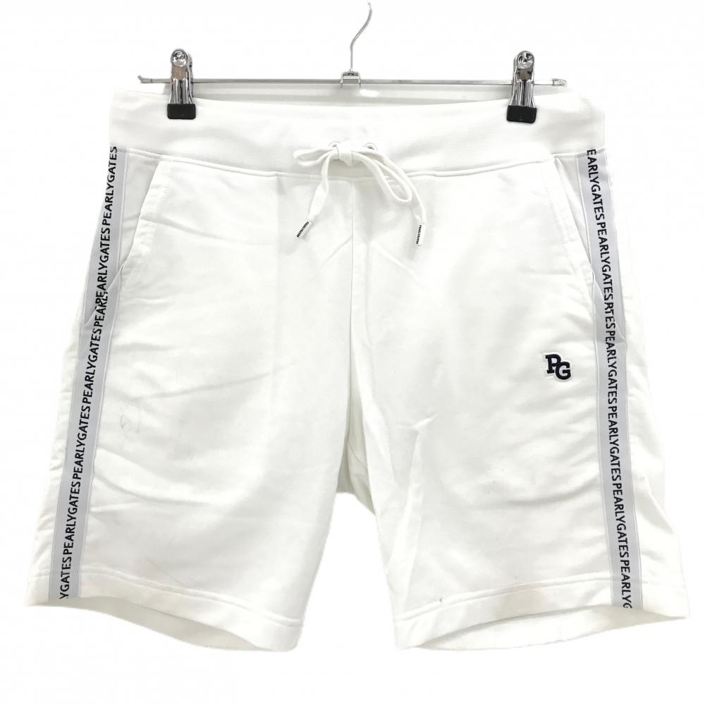 パーリーゲイツ ハーフパンツ 白×黒 サイドロゴテープ メンズ 5(L) ゴルフウェア PEARLY GATES