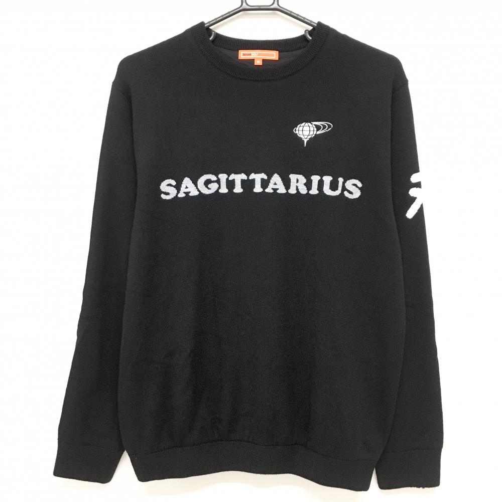 【美品】ビームスゴルフ セーター 黒×グレー フロント英字 裏地付 ニット  メンズ M ゴルフウェア BEAMS GOLF