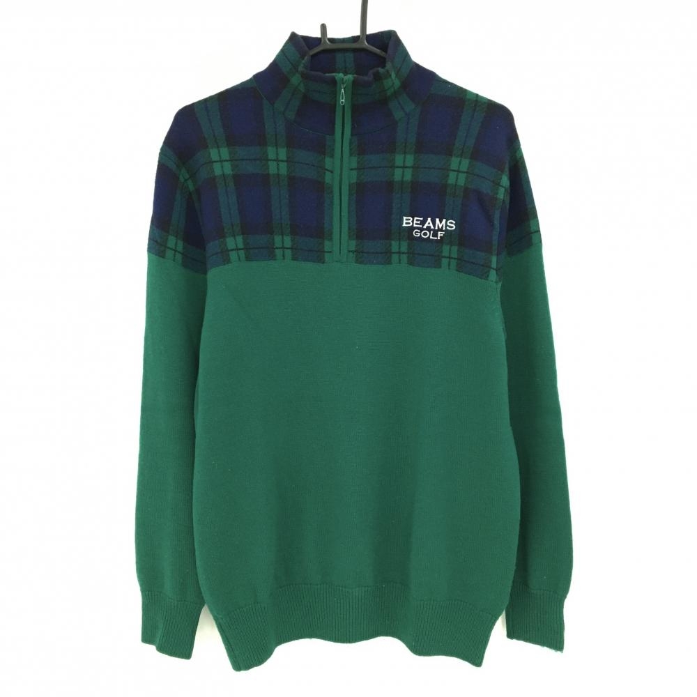 【美品】ニューバランス ゴルフ セーター 裏地付き グリーンL 超美品】ニューバランスゴルフ 裏地付セーター グリーン×白 フロント