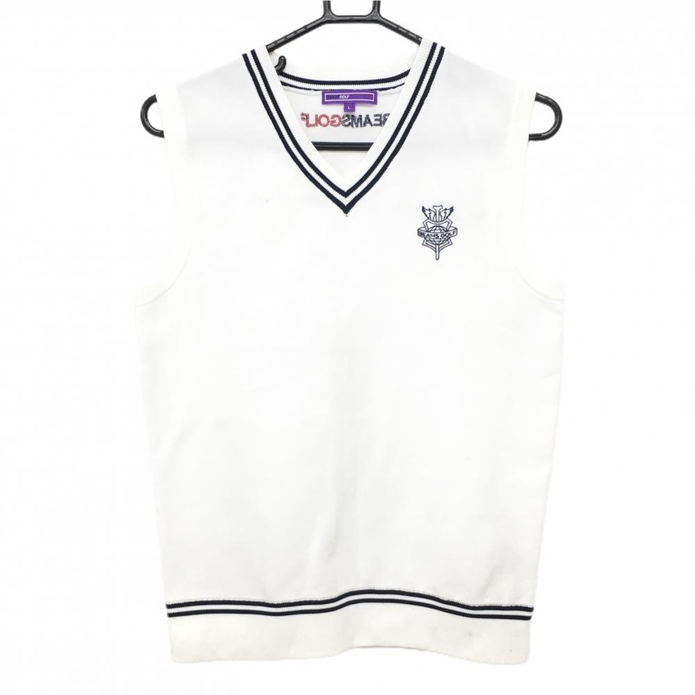 ビームスゴルフ ニットベスト 黒×ネイビー ネック・裾ライン Vネック  メンズ L ゴルフウェア BEAMS GOLF