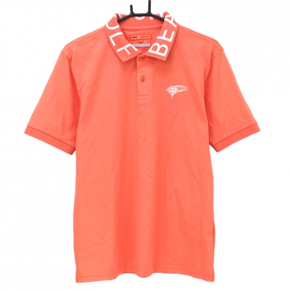 【超美品】ビームスゴルフ 半袖ポロシャツ サーモンピンク×白 襟ロゴ メンズ M ゴルフウェア BEAMS GOLF