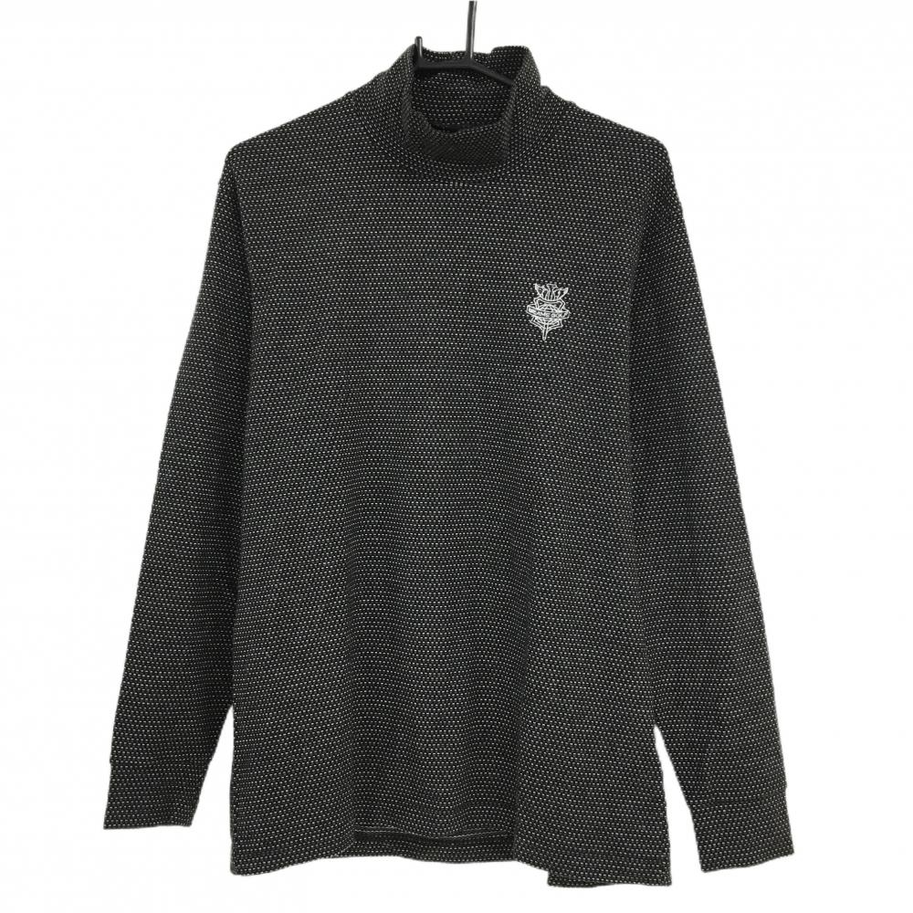 【超美品】ビームスゴルフ 長袖ハイネックシャツ 黒×グレー ボーダー風 ウール混 メンズ XL ゴルフウェア BEAMS GOLF