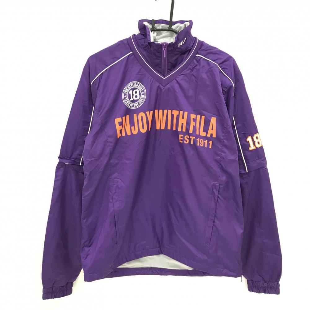 【新品】フィラゴルフ 4WAYスニード パープル Vネック 袖・ネック着脱可 裏起毛  メンズ L ゴルフウェア FILA GOLF