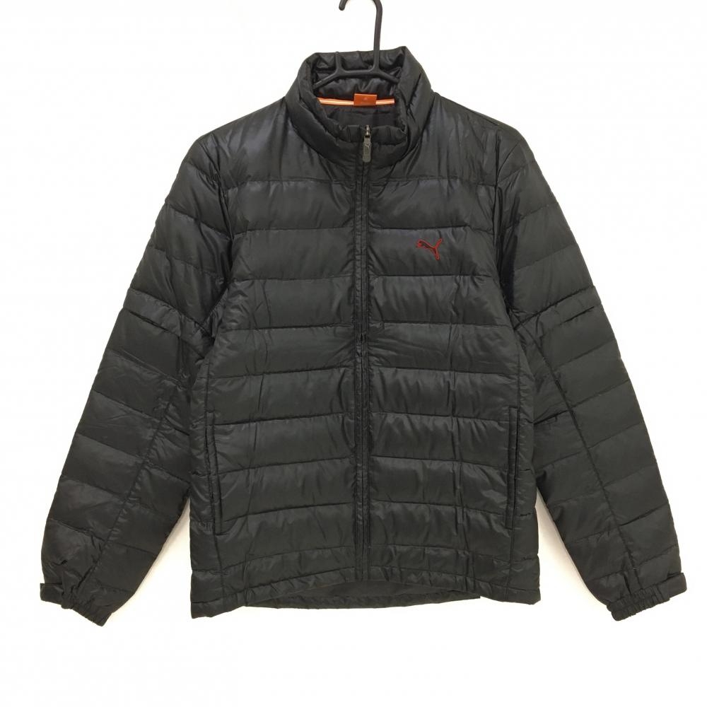 【美品】プーマ 2WAYダウンジャケット 黒 ロゴレッド 袖着脱可  メンズ M ゴルフウェア PUMA