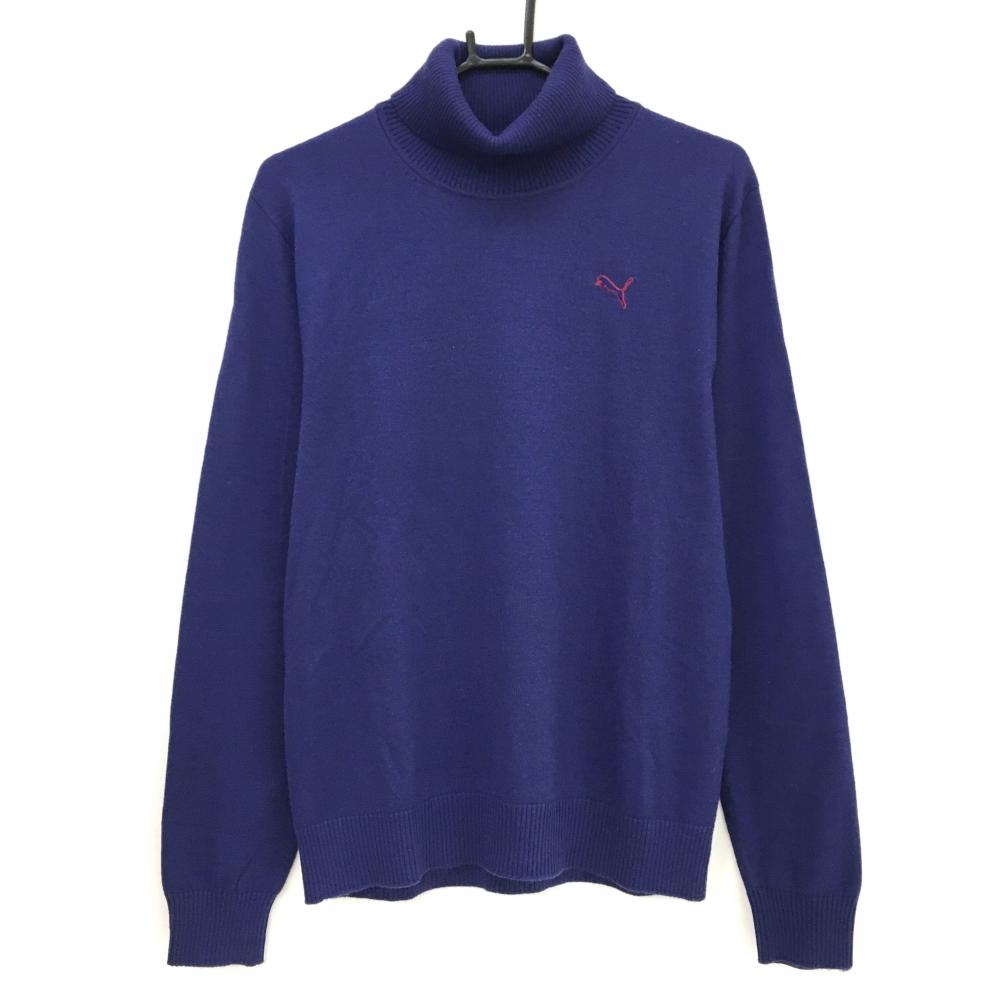 【超美品】プーマ タートルネックセーター パープル ニット ウール混 メンズ O ゴルフウェア PUMA
