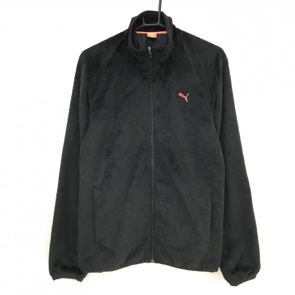 【超美品】プーマ ボアジャケット 黒 ロゴレッド メンズ O ゴルフウェア PUMA