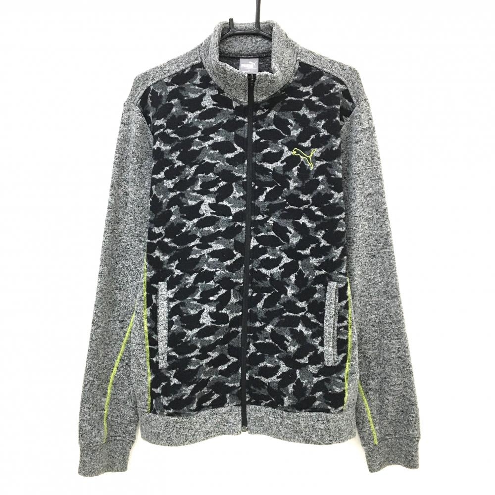 プーマ ジャケット 杢グレー×黒 総柄  メンズ XL ゴルフウェア PUMA