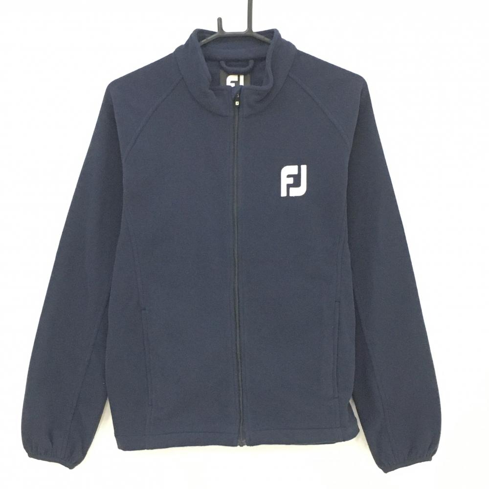 フットジョイ ジャケット ネイビー×白 起毛 胸ロゴ メンズ M ゴルフウェア FootJoy