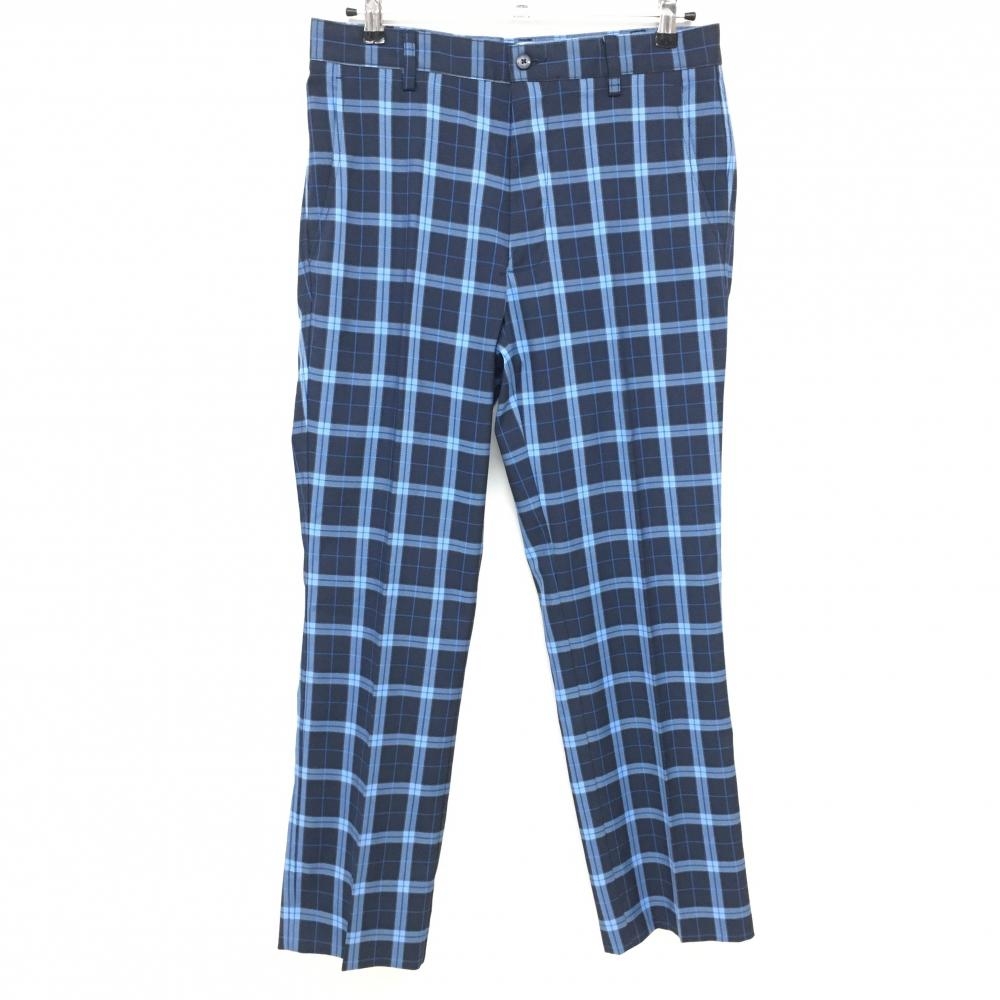 【超美品】フットジョイ パンツ ネイビー×ブルー チェック メンズ W81 ゴルフウェア FootJoy